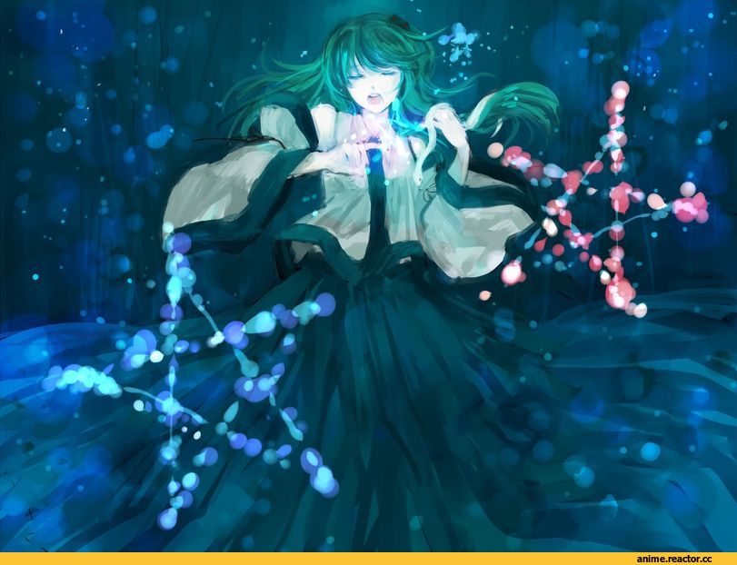 Anime Art, Кликабельно, Kochiya Sanae, Touhou Project, Anime
