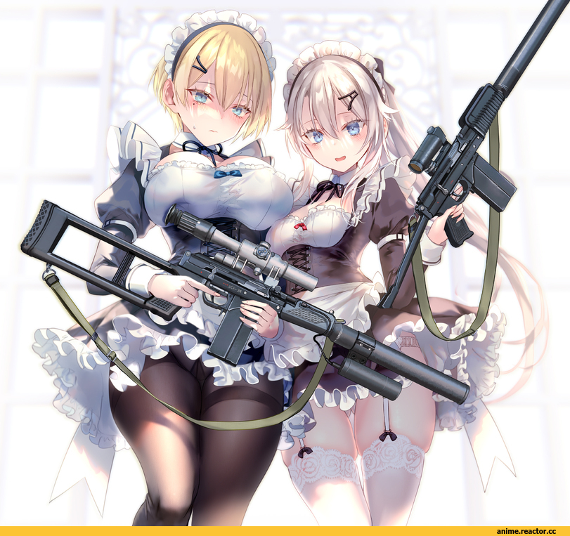 pottsness, Anime Art, artist, 9A-91 (Girls Frontline), Girls Frontline, VSK-94 (Girls Frontline), Maid, Anime Ero, Anime