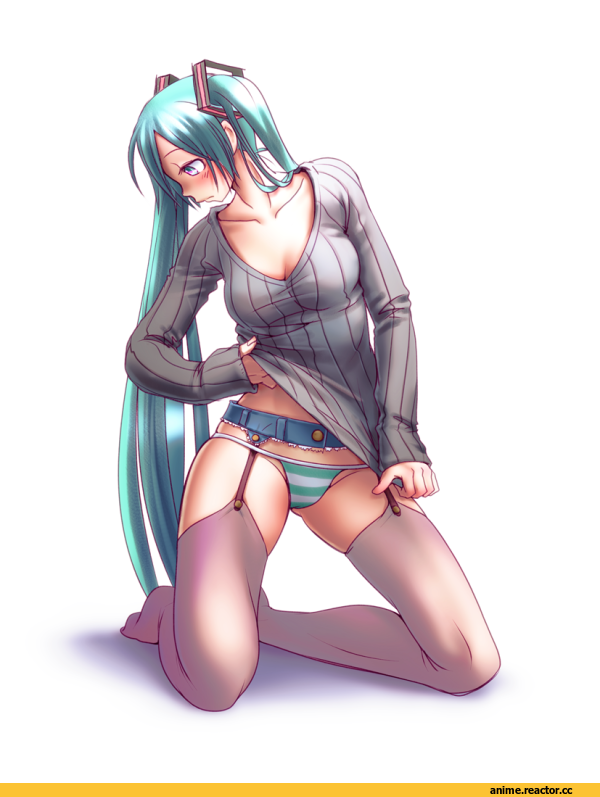 Vocaloid, Hatsune Miku, Anime Art, трусики, песочница, Anime