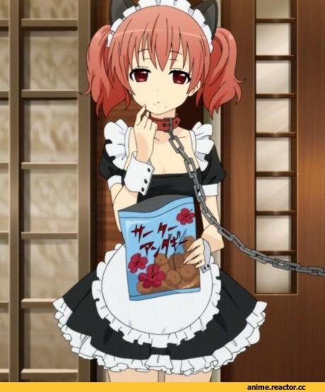 Maid, collar, chain, inu x boku ss, Anime