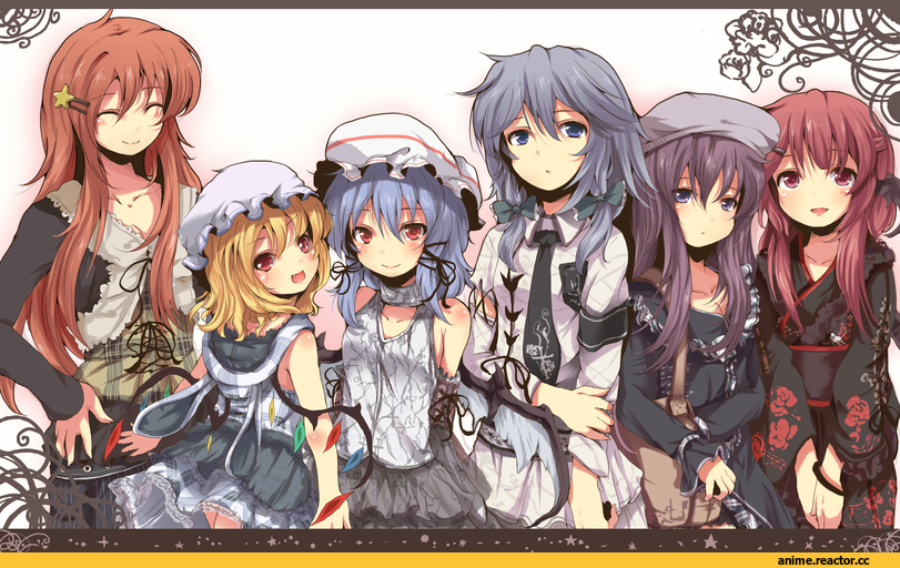 Anime Art, Touhou Project, Remilia Scarlet, Flandre Scarlet, Izayoi Sakuya, Patchouli Knowledge, Hong Meiling, Koakuma, Anime