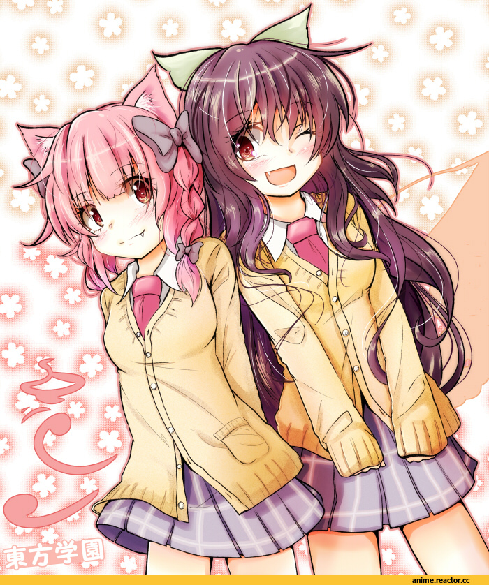 Anime Art, Reiuji Utsuho, Kaenbyou Rin, Touhou Project, Animal Ears, Nekomata, Anime