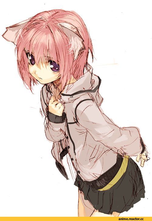 Неко, рисунок, Animal Ears, Anime