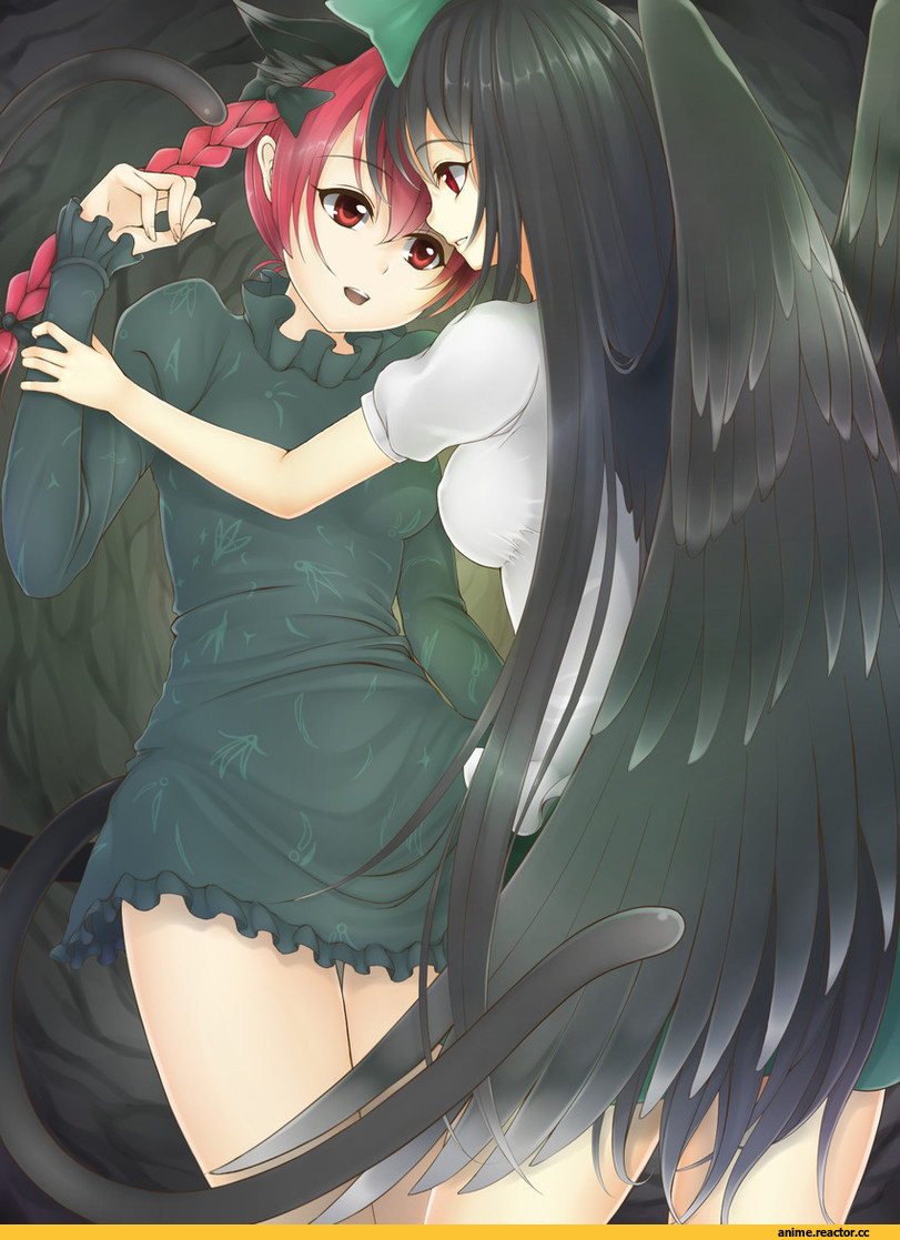 Kaenbyou Rin, Reiuji Utsuho, Touhou Project, Animal Ears, Nekomata, Anime