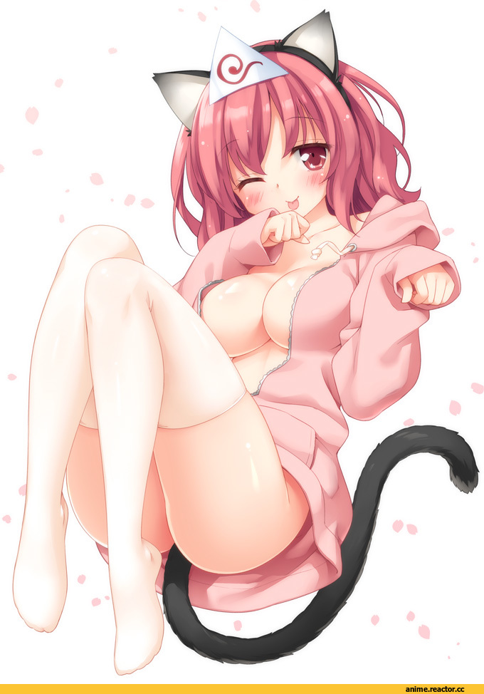 Saigyouji Yuyuko, Неко, Touhou Project, Animal Ears, Anime