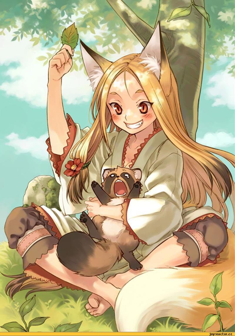 красивые картинки, Лиса, няшка, Неко, Animal Ears, Anime
