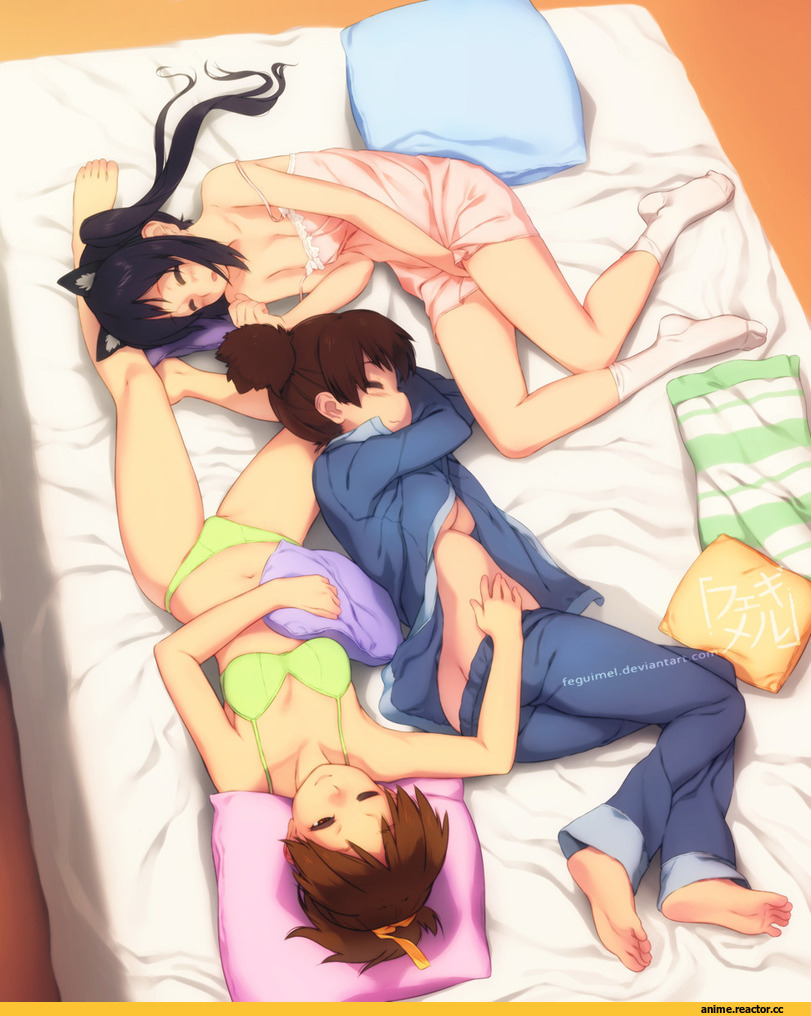 K-ON!, Nakano Azusa, Suzuki Jun, Hirasawa Ui, Неко, Animal Ears, Anime