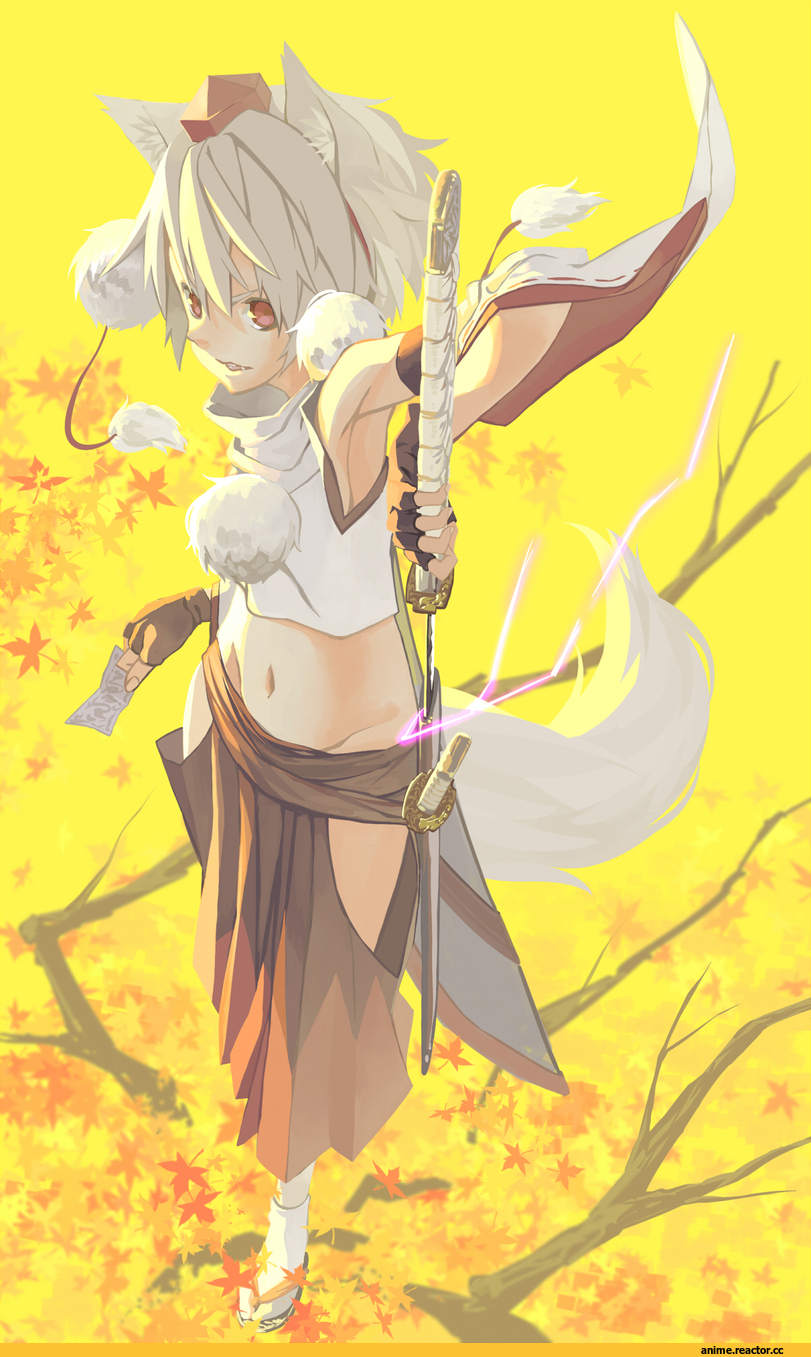 Touhou Project, Inubashiri Momiji, катана, Animal Ears, Inumimi, Anime