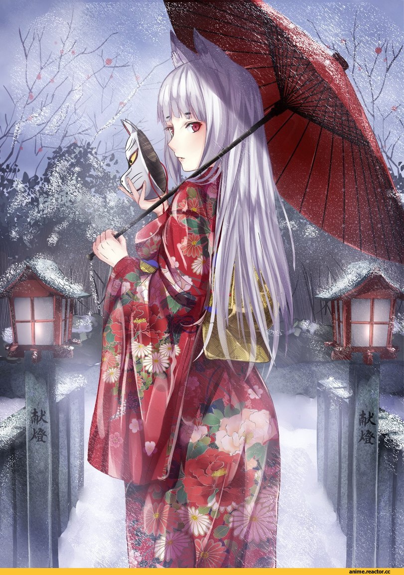 красивые картинки, Неко, Yukata, Animal Ears, Anime