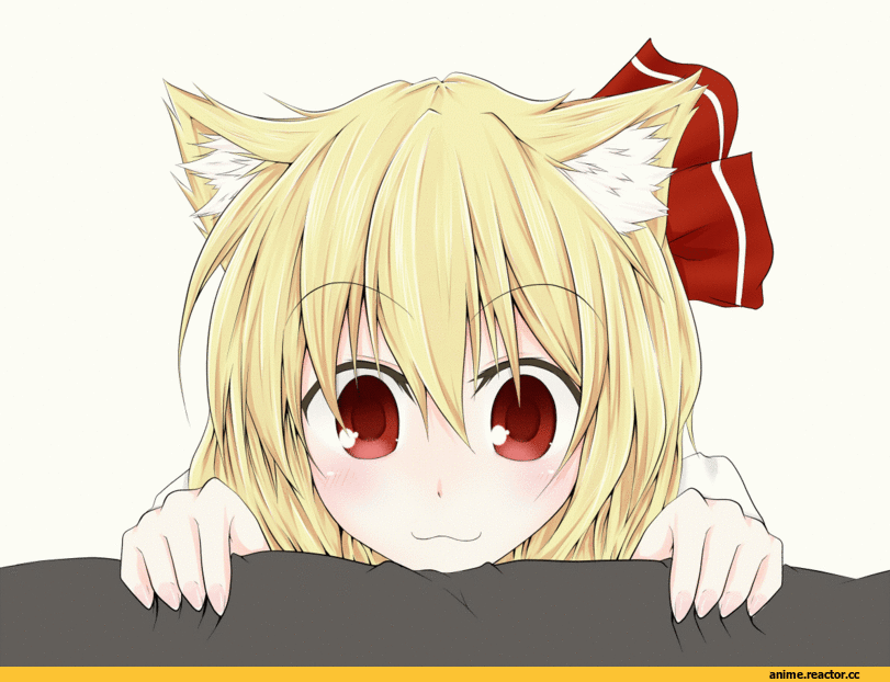 гифки, Touhou Project, Rumia, author ebi senbei, Неко, Animal Ears, Anime