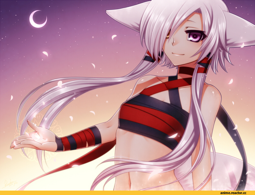 Pixiv Fantasia, Konshin, гетерохромия, Animal Ears, Kitsune, Anime