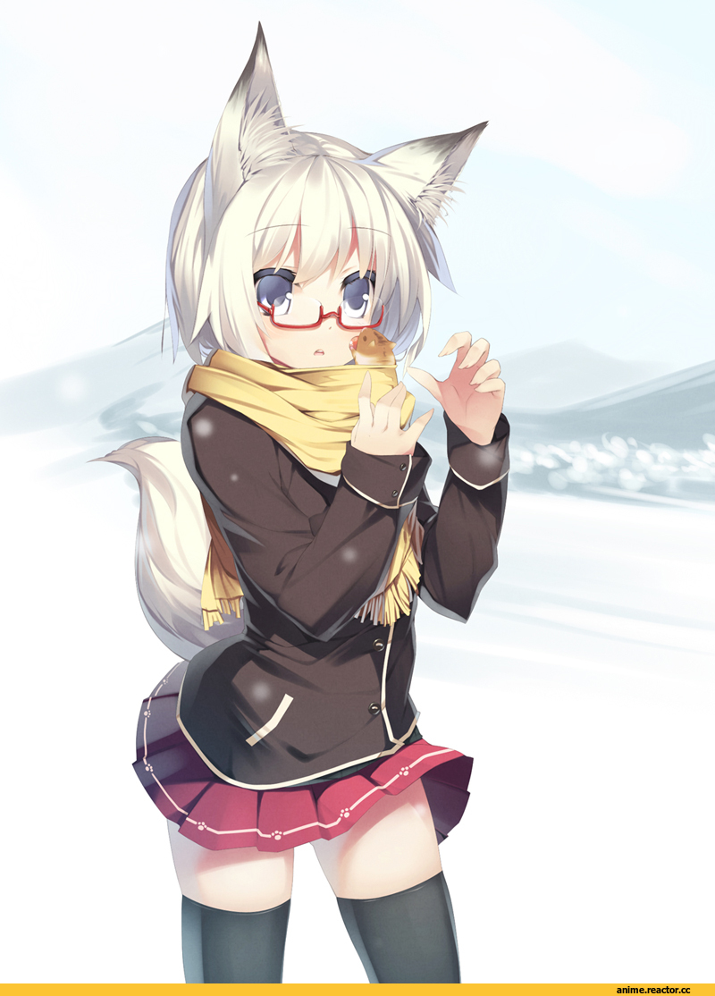 Anime Original, nekomu, кицунэ, Animal Ears, Megane, Anime