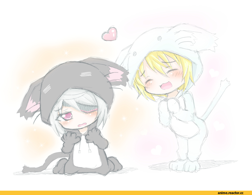 Infinite Stratos, Laura Bodewig, charlotte dunois, Неко, chibi, Animal Ears, Anime