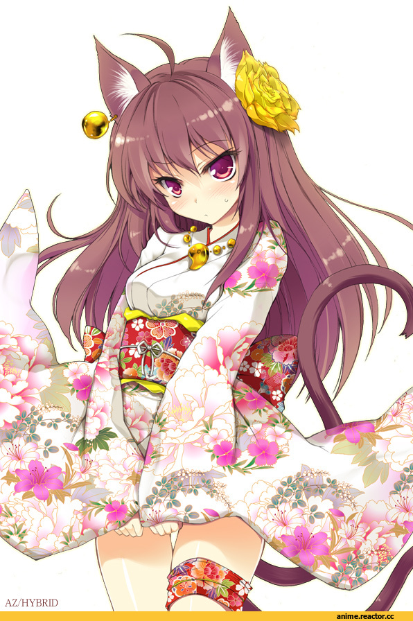 Anime Original, won (az hybrid), neko, Yukata, Animal Ears, Anime