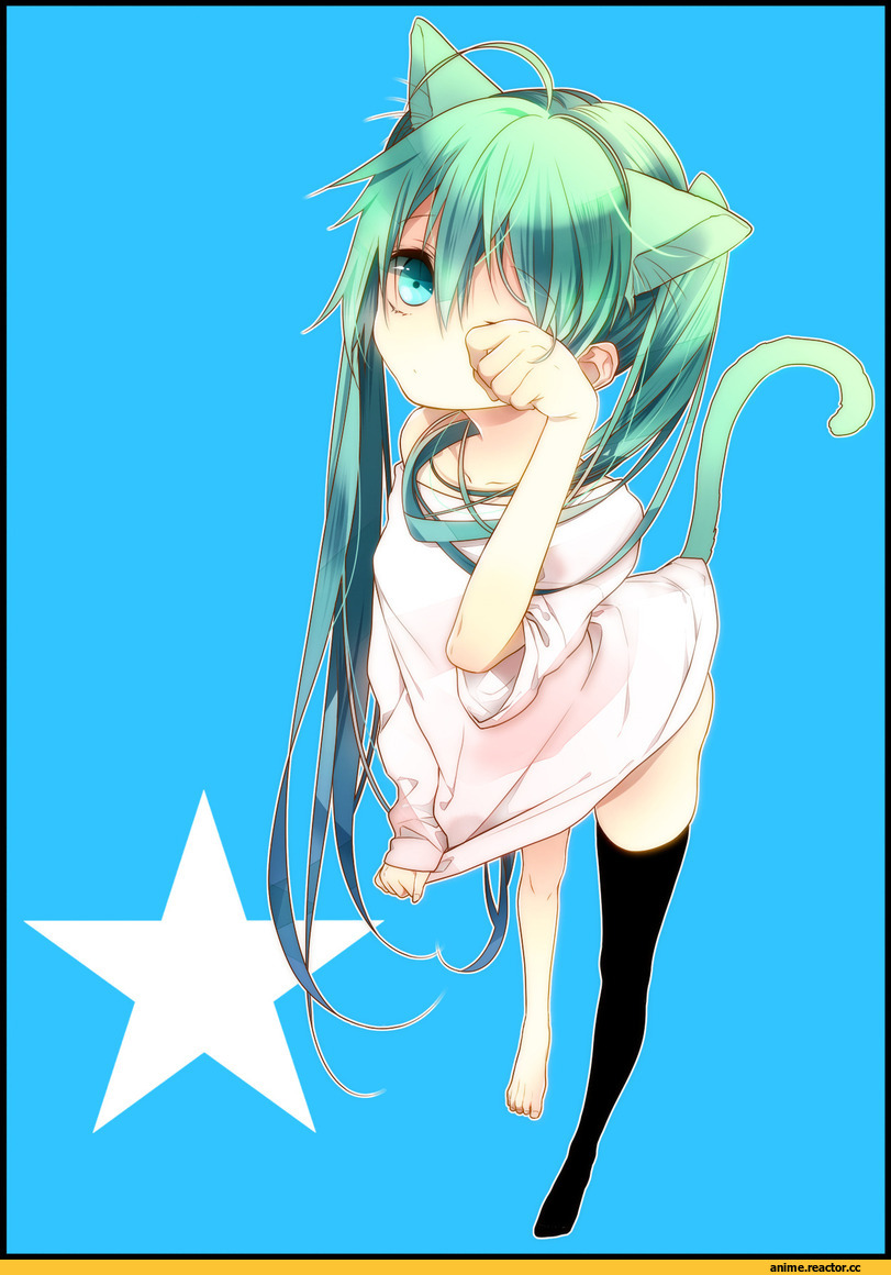 Hatsune Miku, Vocaloid, neko, Animal Ears, Anime