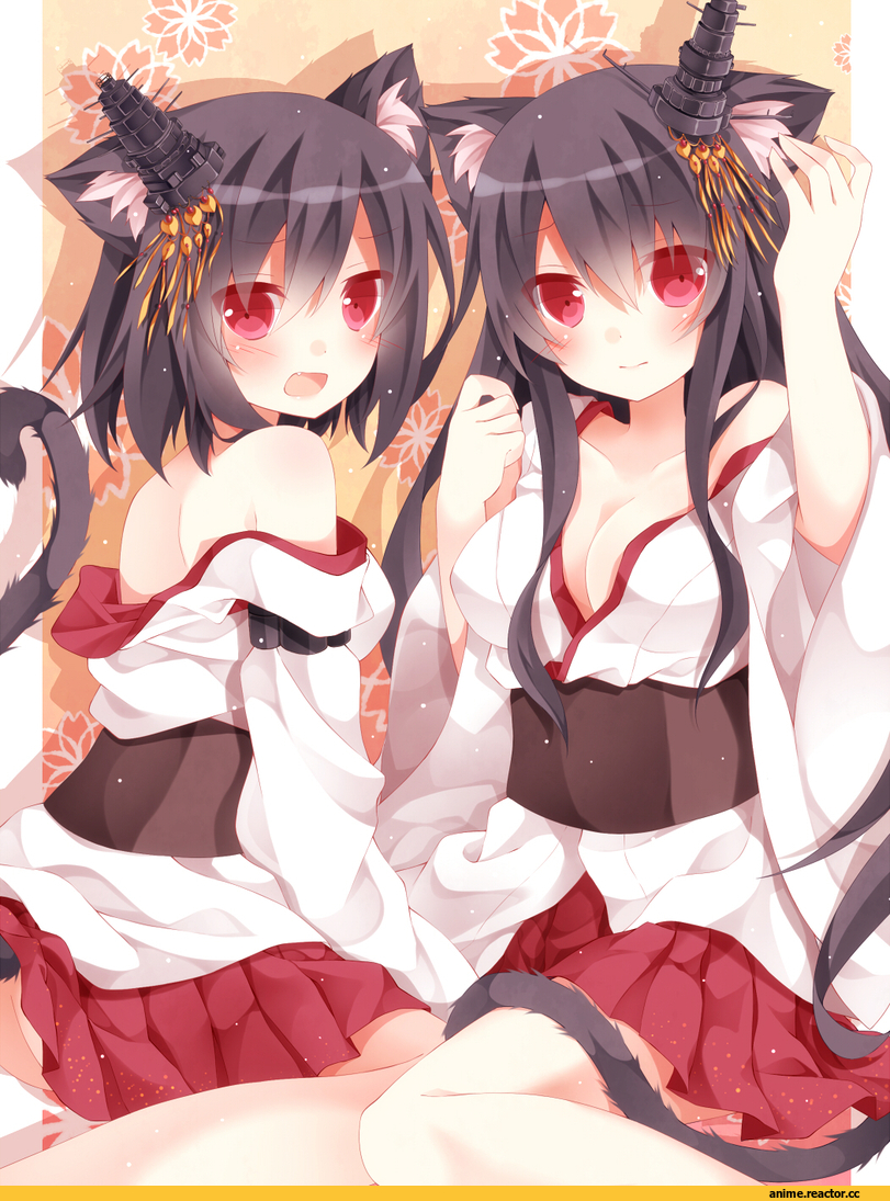 Kantai Collection, Yamashiro, Fusou, Неко, Animal Ears, Anime