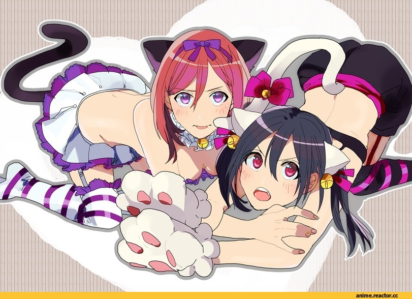 Love Live!, Nishikino Maki, Yazawa Nico, neko, Animal Ears, Anime