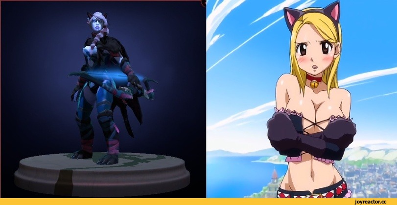 Dota, фэндомы, Traxex the Drow Ranger, Fairy Tail, neko, Animal Ears, Anime