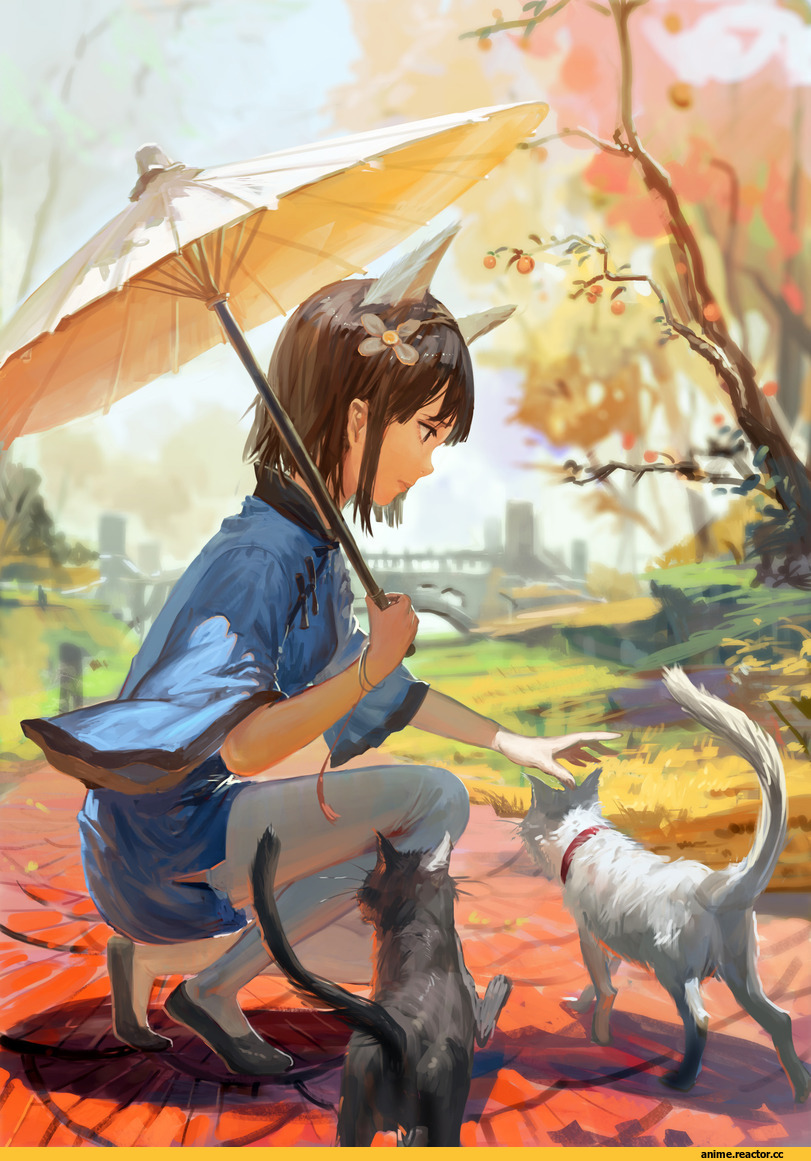 Неко, коте, Animal Ears, Anime