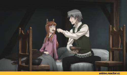 Anime Гифки, Horo, Spice and Wolf, приятного аппетита, Kemonomimi, Lawrence, Animal Ears, Inumimi, Anime