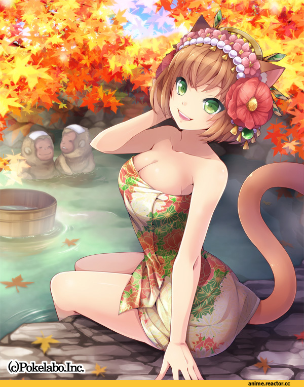 Неко, Anime Original, hinariaoba, green eyes, Animal Ears, Anime