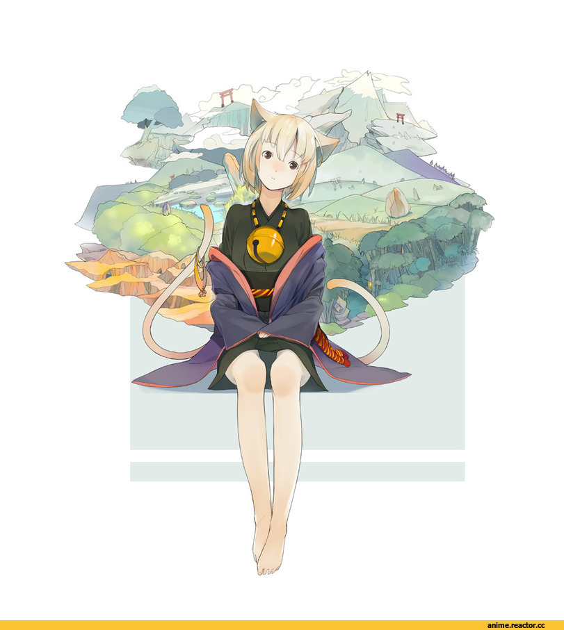 shikihime zoushi, kurakakemiya, Неко, Yukata, Animal Ears, Anime