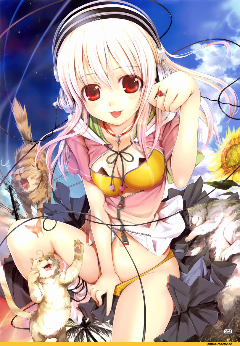 nitroplus, Super Sonico, mikazuki akira!, Неко, Animal Ears, Anime