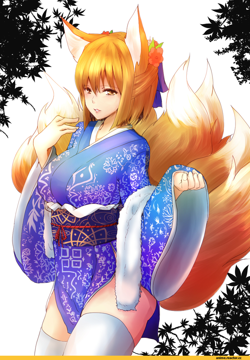 Touhou Project, Kitsune, Yakumo Ran, Yukata, Animal Ears, Anime