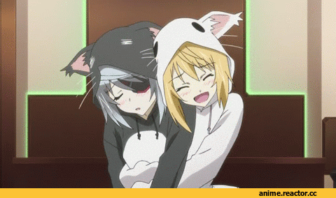 гифки, Infinite Stratos 2, Laura Bodevig, Charlotte Duneau, Animal Ears, Anime Гифки, nekomimi, Anime