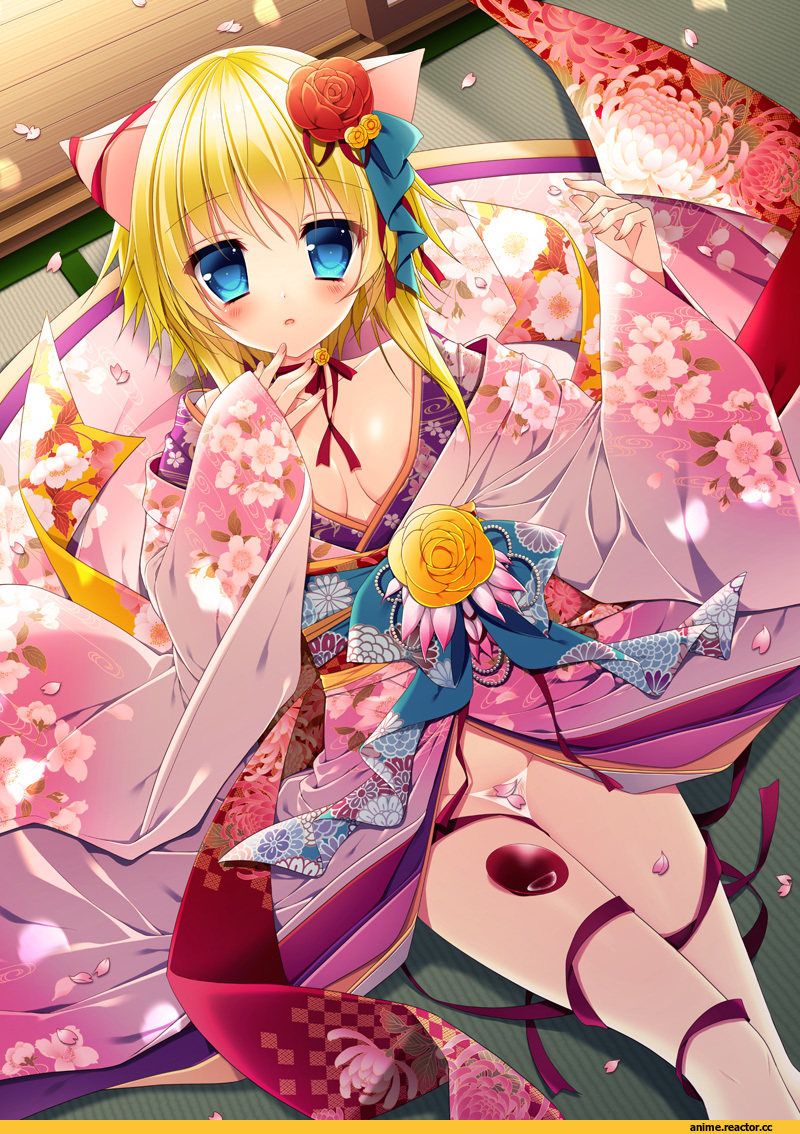 Неко, Animal Ears, Yukata, Anime