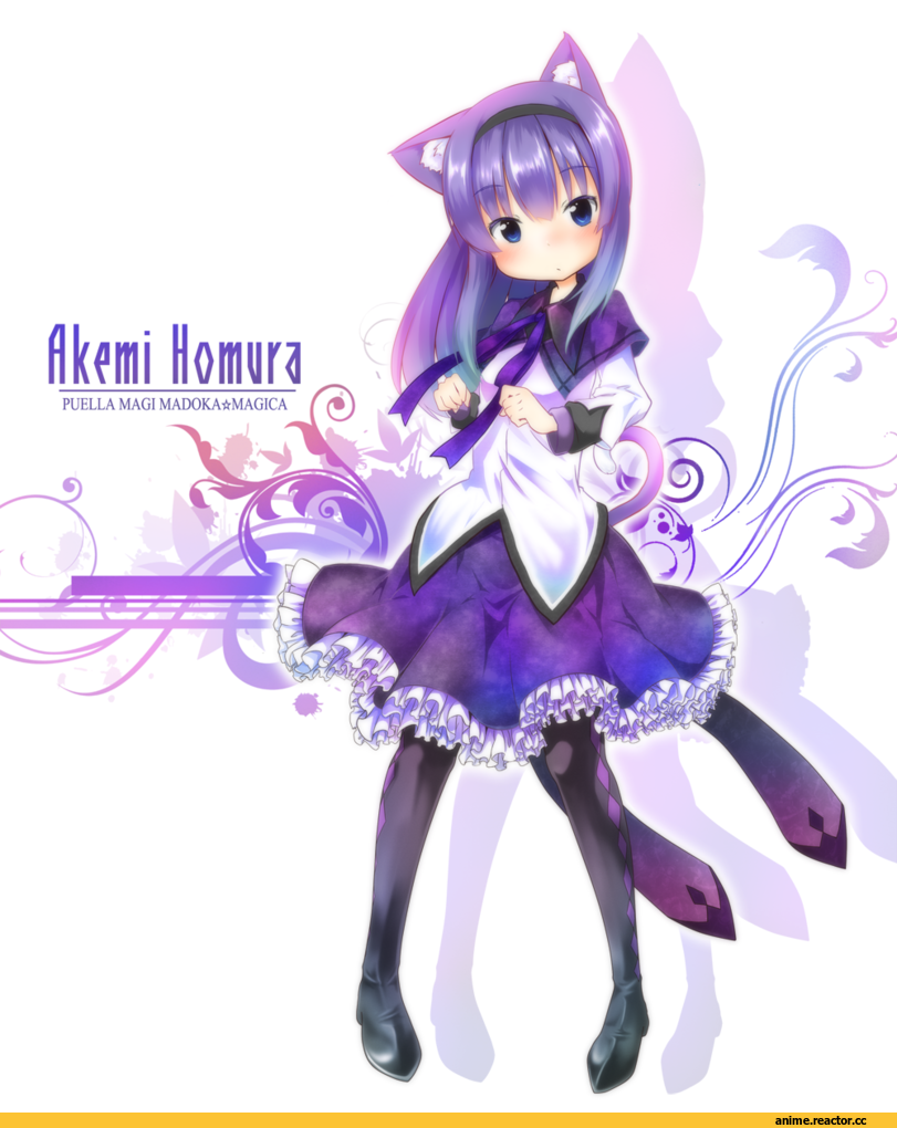 Akemi Homura, Mahou Shoujo Madoka Magica, neko, Animal Ears, Anime