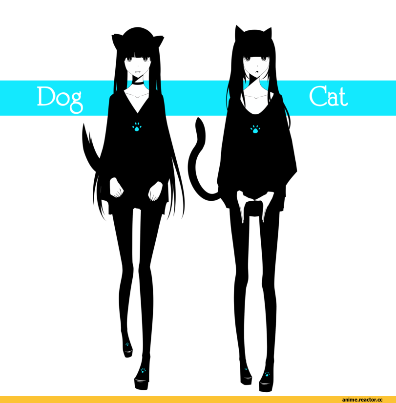песочница, dog and kat, neko, Animal Ears, Inumimi, Anime