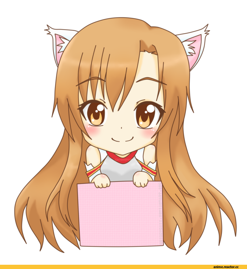 Sword Art Online, Asuna, chibi, neko, Animal Ears, Anime