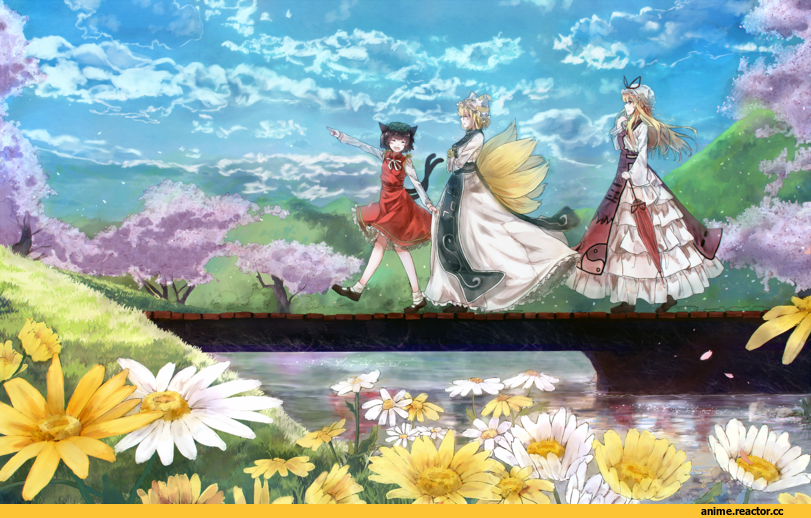 Touhou Project, Yakumo Yukari, Yakumo Ran, Chen, Animal Ears, Nekomata, Anime