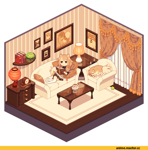 Pixel Art, DAV-19, Anime Гифки, Inumimi, Animal Ears, Anime