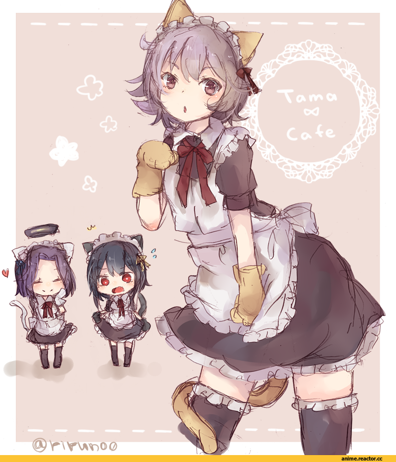 Tama (Kantai Collection), Kantai Collection, Tatsuta, Yamashiro, Maid, Animal Ears, nekomimi, Anime