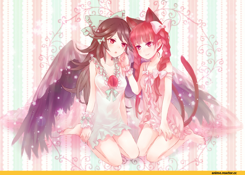 Animal Ears, Touhou Project, Kaenbyou Rin, Reiuji Utsuho, Nekomata, Anime