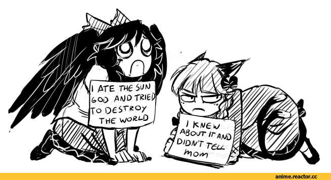 Touhou Project, orin, Okuu, нельзя так!, Kaenbyou Rin, utsuho reiuji, Nekomata, Animal Ears, Anime