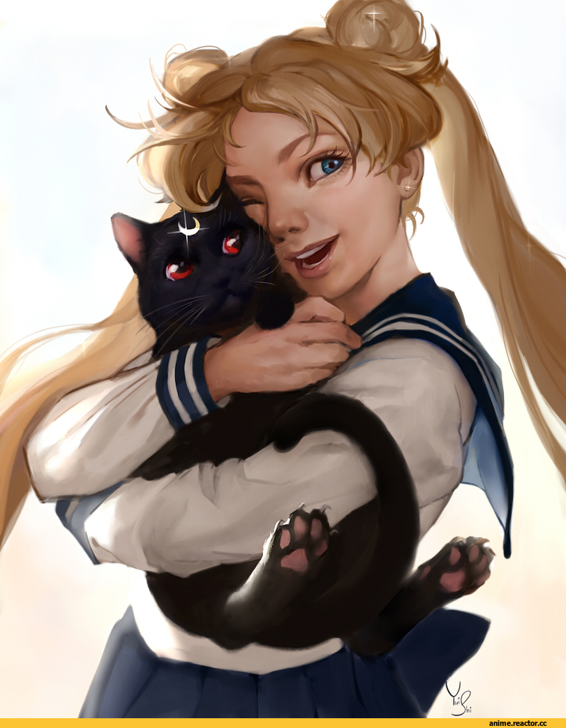 sailor moon, usagi, neko, Animal Ears, луна в матроске, фэндомы, аниме