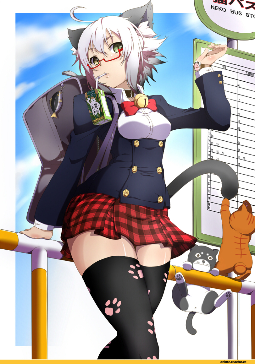 Animal Ears, Anime Original, miyabi (miura105), Megane, Неко, Anime