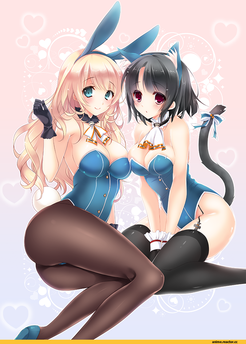 Takao (Kantai Collection), Kantai Collection, Atago (Kantai Collection), rinka (yuyutei), Animal Ears, Usagimimi, nekomimi, Anime