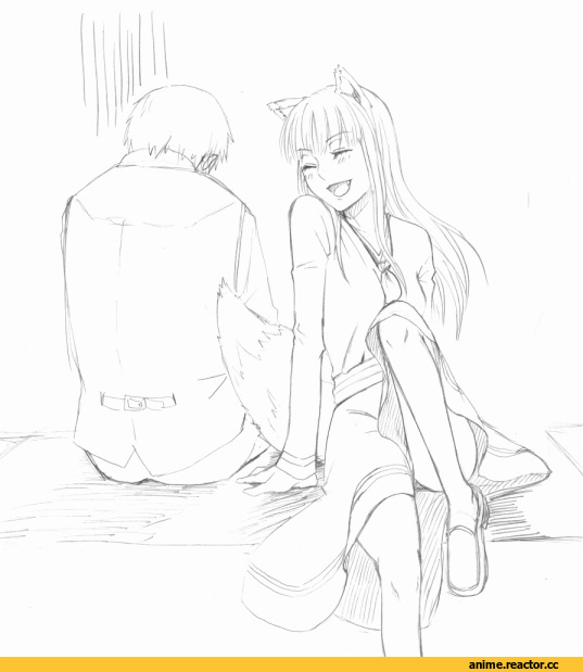 Spice and Wolf, Inumimi, Animal Ears, Horo, Anime Art, Рисунок карандашом, Anime