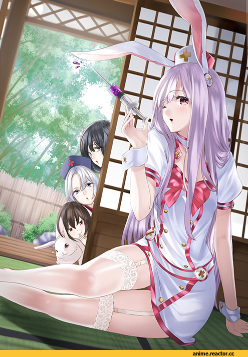 Reisen Udongein Inaba, Touhou Project, Houraisan Kaguya, Inaba Tewi, Yagokoro Eirin, kyon (fuuran), Usagimimi, Animal Ears, Anime