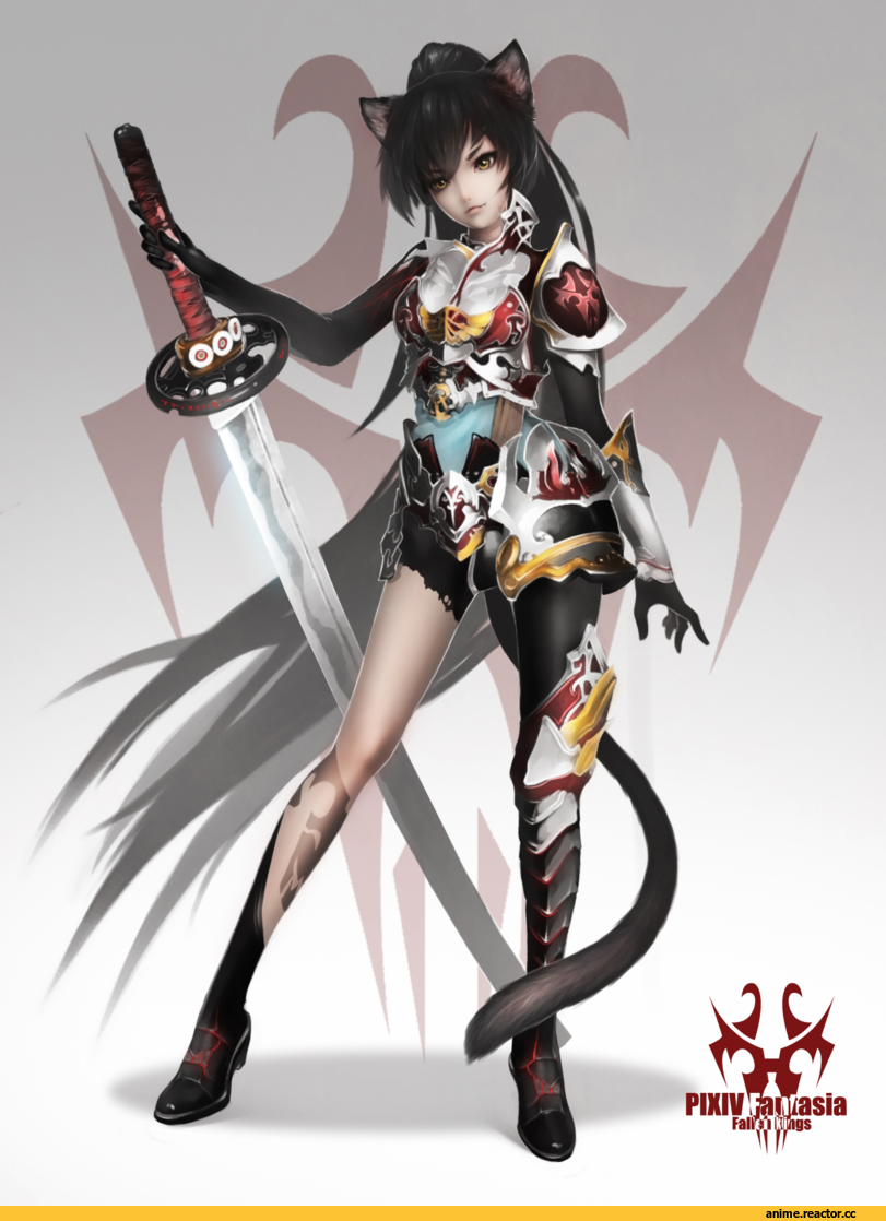 Pixiv Fantasia Fallen Kings, Anime Original, Неко, Animal Ears, Опасные Няшки, Няши в броне, Anime Няши, Anime