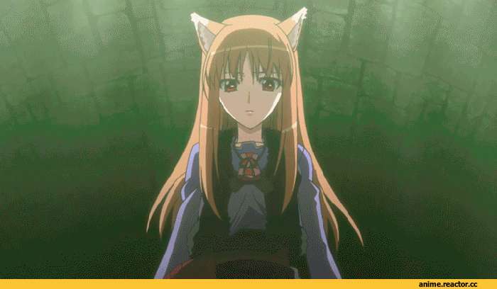 аниме гифка, Spice and Wolf, Inumimi, Animal Ears, Horo, сделал сам, Anime