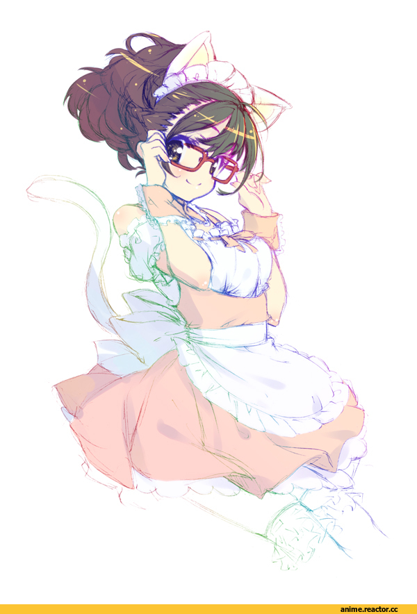senomiya akiho, Robotics Notes, nekomimi, Animal Ears, Megane, Maid, Anime