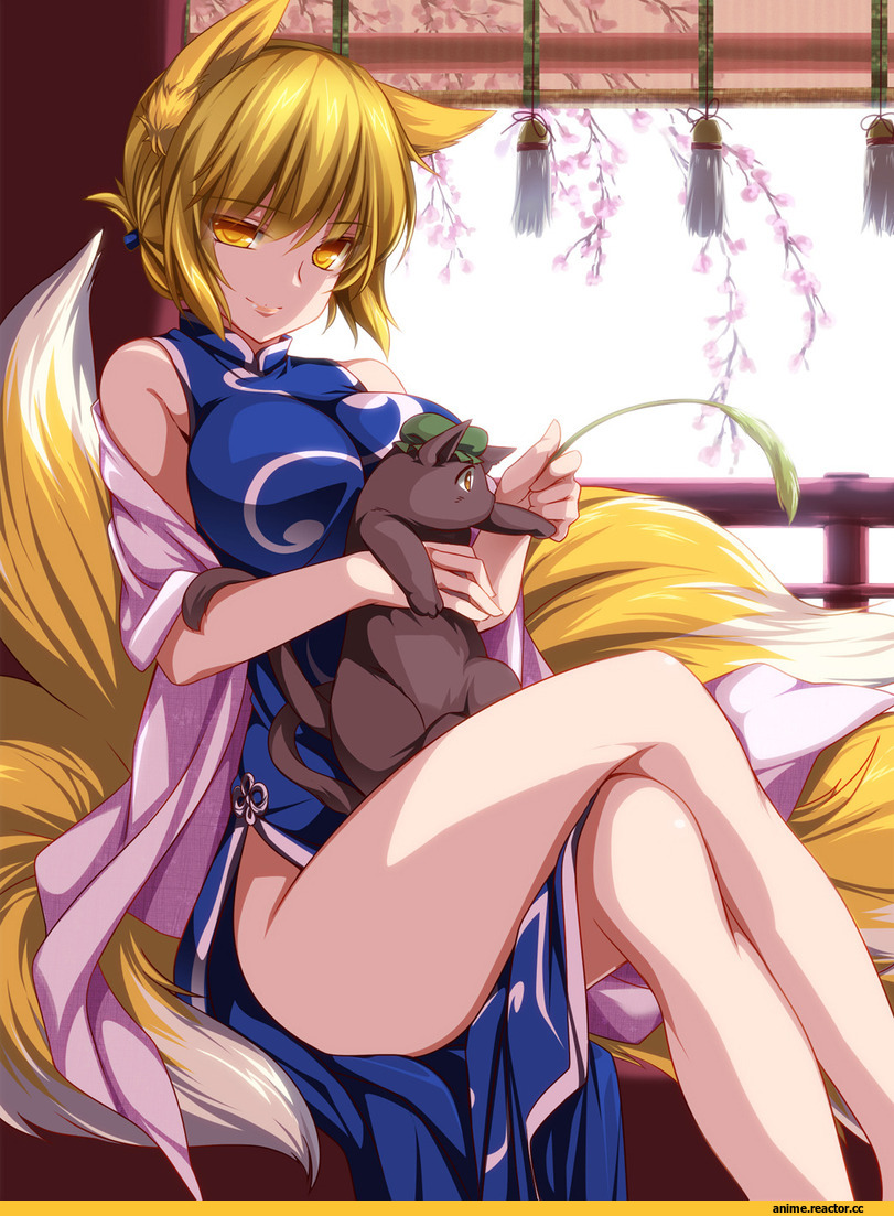 Yakumo Ran, Touhou Project, Kitsune, Animal Ears, Chen, Nekomata, Anime