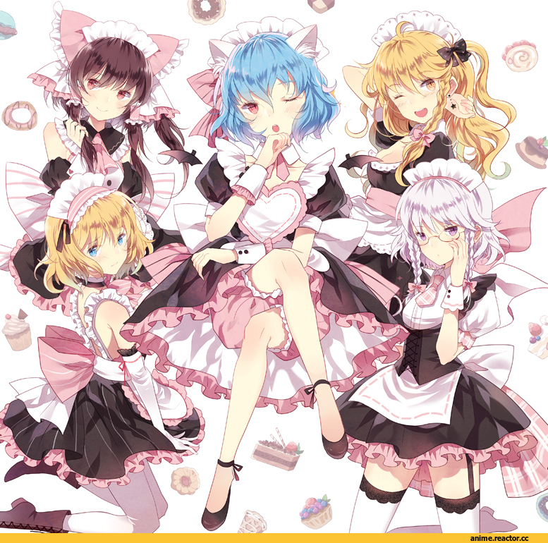 Touhou Project, Alice Margatroid, Hakurei Reimu, Remilia Scarlet, Kirisame Marisa, Izayoi Sakuya, Animal Ears, neko, Anime