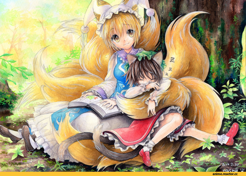 Touhou Project, Yakumo Ran, Chen, Animal Ears, Kitsune, Nekomata, Anime