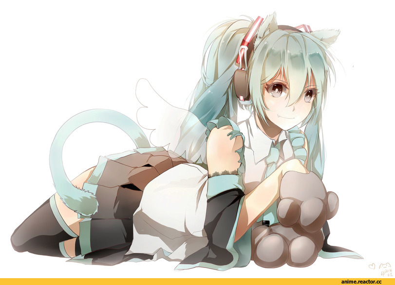 Hatsune Miku, Vocaloid, Неко, Animal Ears, Anime